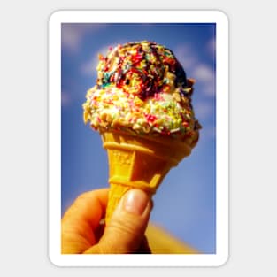 Ice Cream Cone with Sprinkles and Sauce Sticker